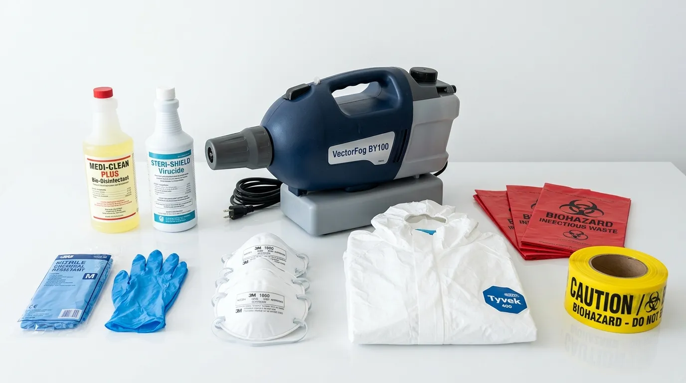 Professional biohazard remediation crew working in Barrington