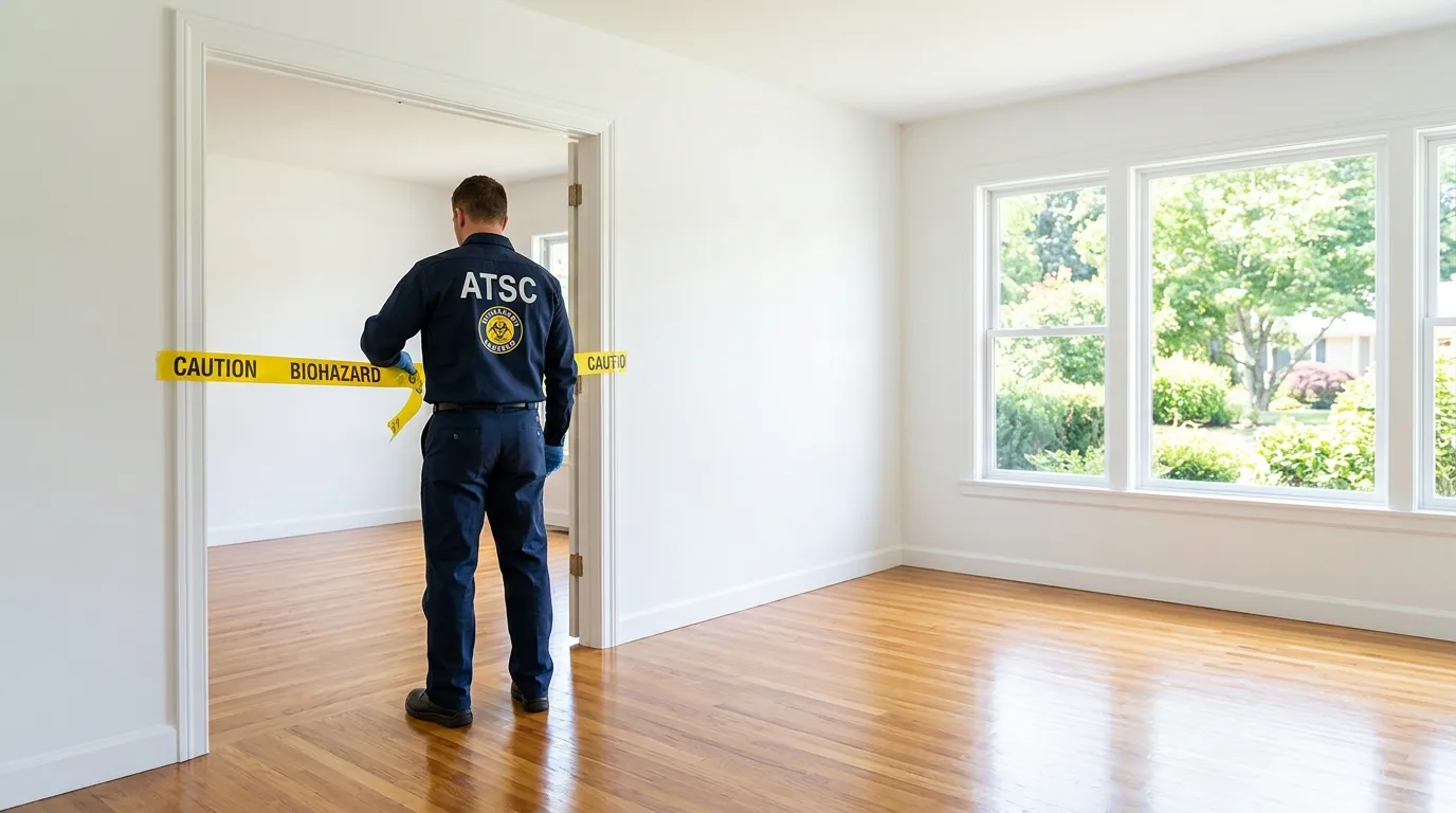 Certified biohazard cleanup crew performing Decomposition Cleanup in Barrington